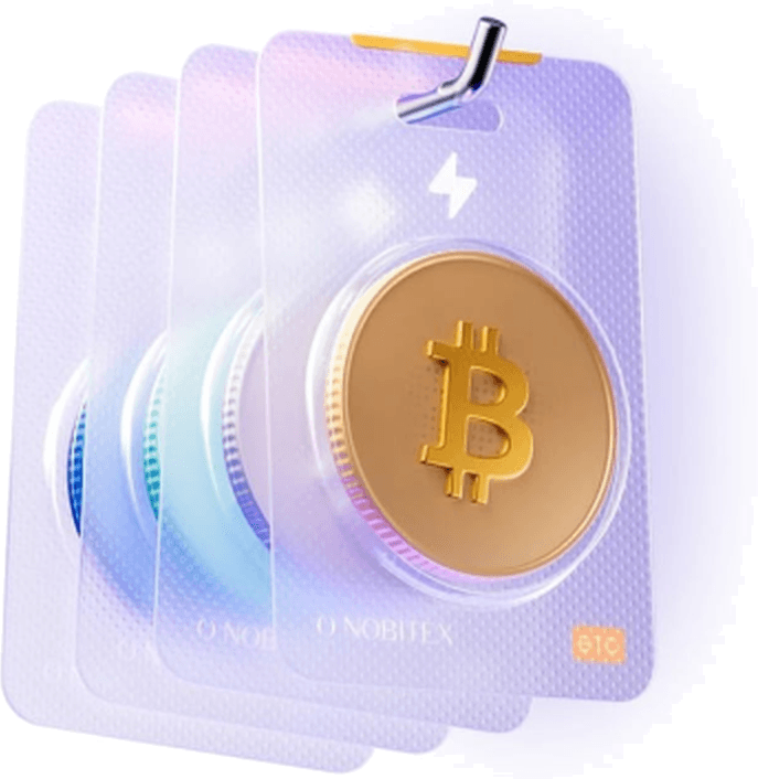 Packaged crypto tokens with a Bitcoin coin in front